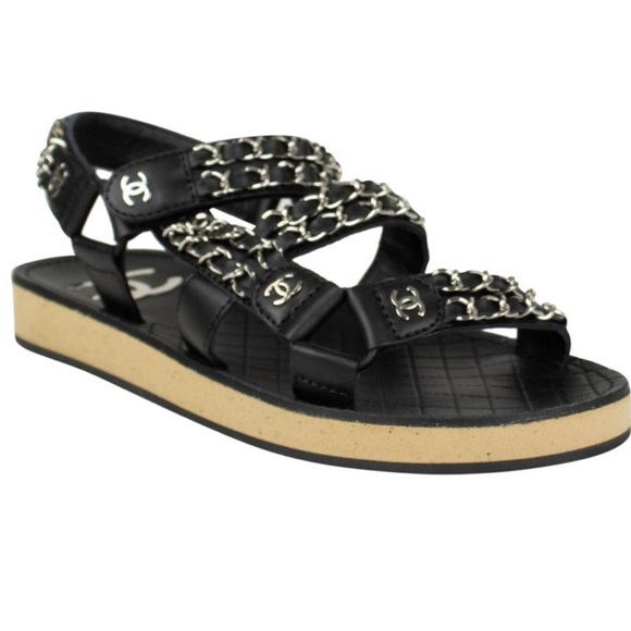 💓Sold💓Chanel Chain Plain Leather Sandals - Picture 9 of 11